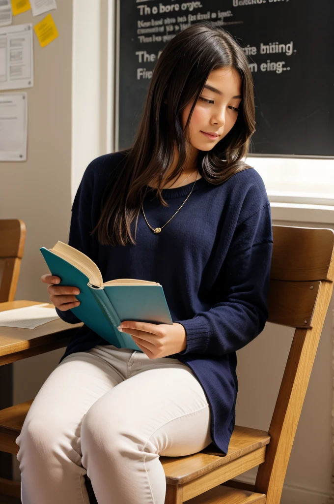 A student reading a book