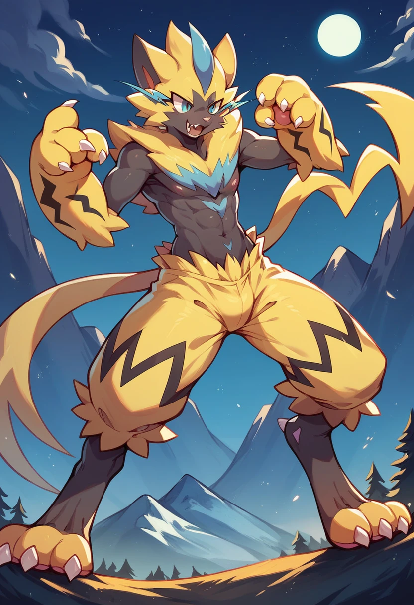 Renamon, musculosa, seios grandes, luntando, furiosa 