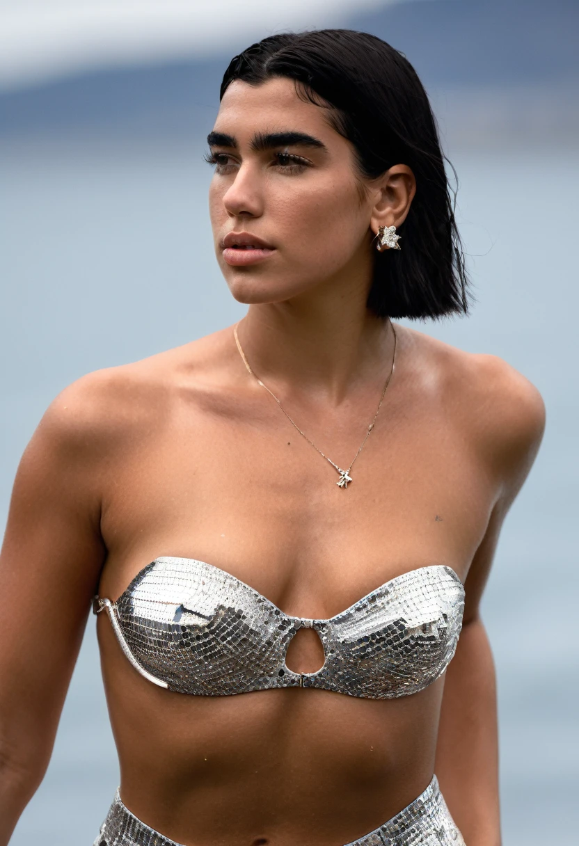  high quality  Erotic portrait  paparazzi photo ,  (gorgeous celebrity , woman, DuaLipa, dua lipa, duxlipa, female, singer, cute, vacation  side background , wet atmospheric , random click, random move photograph  , photorealistic , celebrity , woman ) sunbathing , topless , shiny breast ,shiny sweaty skin , sexualized move, erotic angles, sweaty  flat breas,t celebrity erotic photograph  , fit muscular figure , shiny sweaty skin, hollywood actress , fleshy muscular woman  , ( natural lights, depth of field, detailed face , insanely detailed skin texture, hyper detailed features )