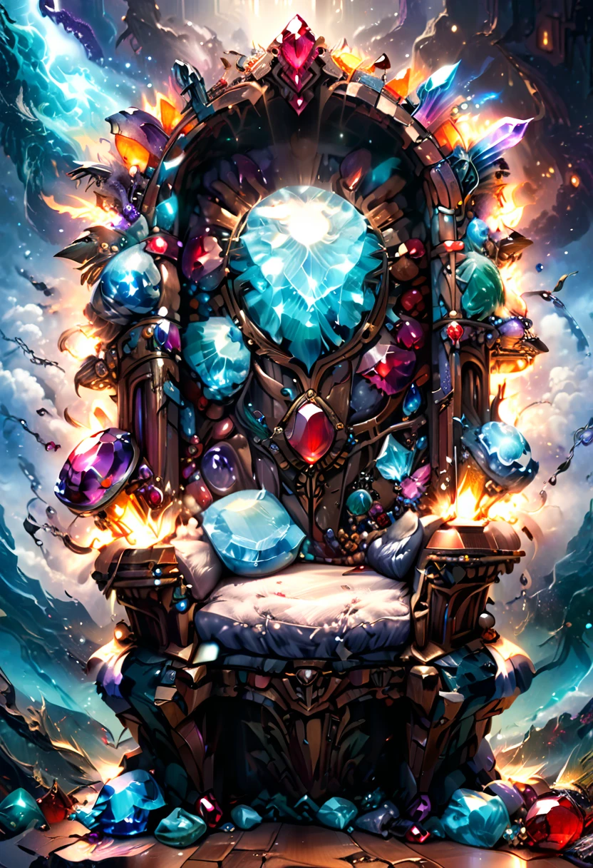 a picture of a massive epic throne, it has purple silk cushions, rubies, topaz, aquamarine gemstones artwork, the throne is epic in its majestic, power, and royalty, symmetric with many wood decorations and gem artwork, behind the throne there are stars and nebulas of space a sense of high royalty, nobility and magic , (masterpiece: 1.4) intense details, highly detailed, photorealistic, best quality, highres,16k, [ultra detailed], masterpiece, best quality, (extremely detailed), close up, ultra wide shot, photorealistic, RAW, fantasy art, dnd art, fantasy art, realistic art,((best quality)), ((masterpiece)), (detailed