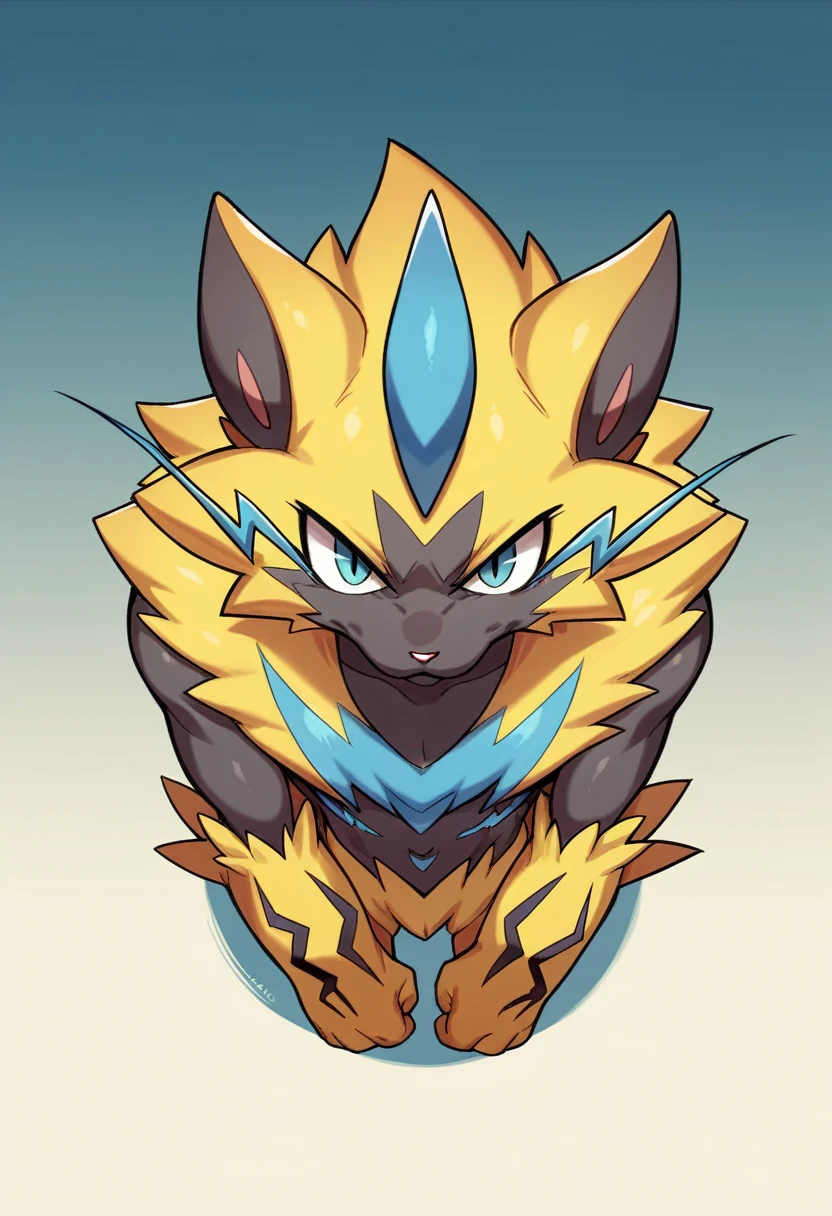 score_9,score_8_above,score_7_above,score_6_above,score_5_above,score_4_above,portrait,wild,whole body,epic,gradient background,session, Zeraora,electric background