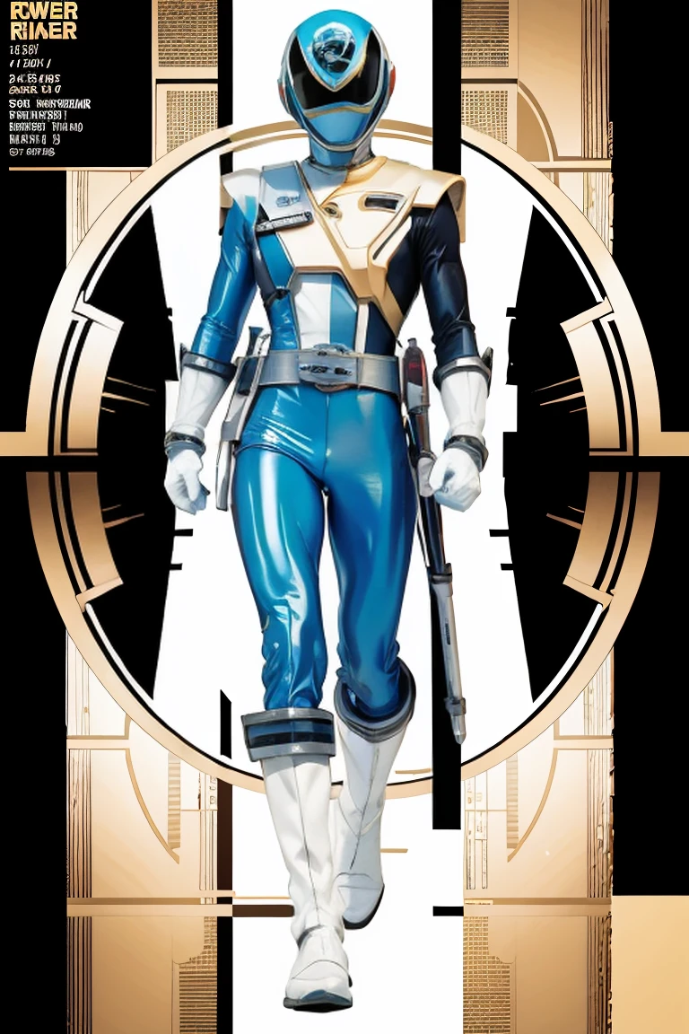 1boy, white, full body, Illustration, cinematic light, high resolution, best quality, ultra detailed, masterpiece, power suit, powerranger, suit, spd, (silver royal guard ranger suit)), gold detail