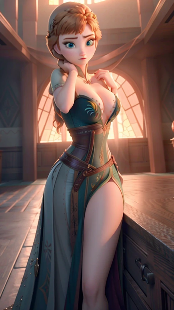 Photo of Anna of Arendelle showing her huge breasts, sexy open clothing, sexly