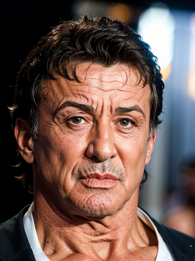 sylvester stallone face portrait, full face, depth of field,