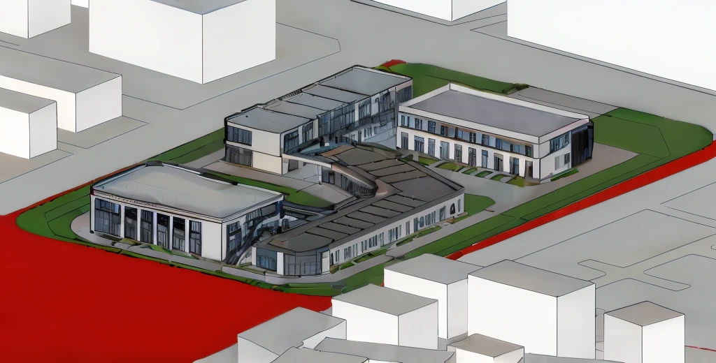 Rendering of a modern commercial street