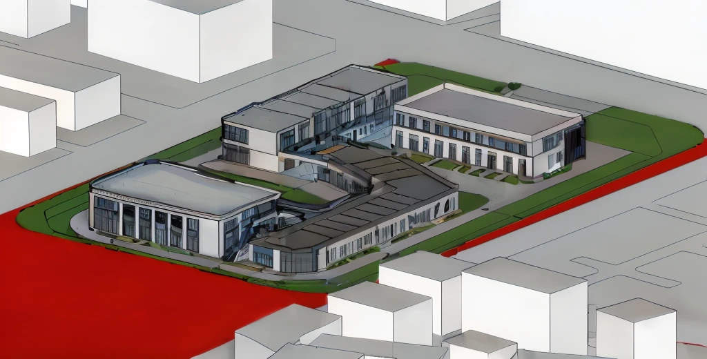 Rendering of a modern commercial street