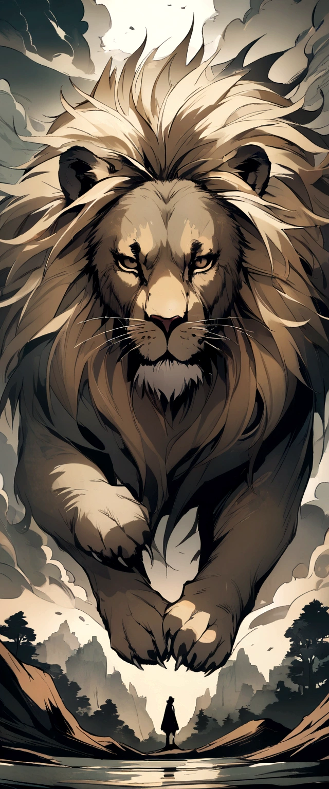 Drawing of lion with black mask