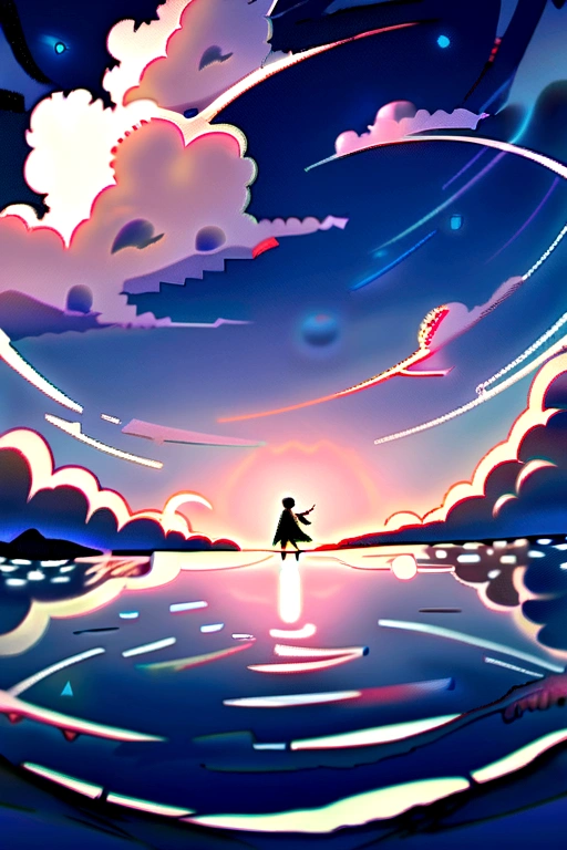 "Surrounded by clouds,Beautiful and flowing painting,Delicately painted landscapes,Thin clouds float on the water,It's like a fairy tale。A hazy light penetrates the clouds,Creates stunning light and shadow effects。The photo shows a sea of clouds,The approaching scenery is fascinating。"