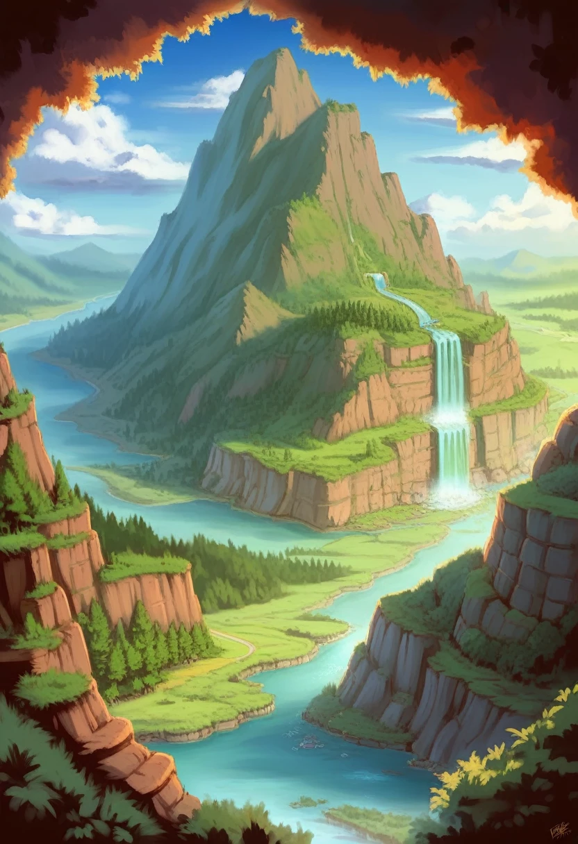 Masterpiece, ultimate quality, Cg unity 8k wallpaper, super delicate, beautiful sky and clouds, rich natural scenery, cliffs, lakes and rivers, waterfalls and flying water, beautiful green mountains, no trace of people, excellent scenery, has already won a photo contest, background Blurring, full depth of field, HDR high dynamics, true restoration, intricate, extreme details, dramatic presentation, perfectly presenting the style of midjourney art.