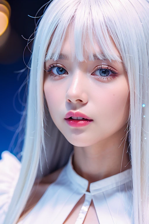 Angel white hair girl colorful Sparkling Facing forward Upper body close-up