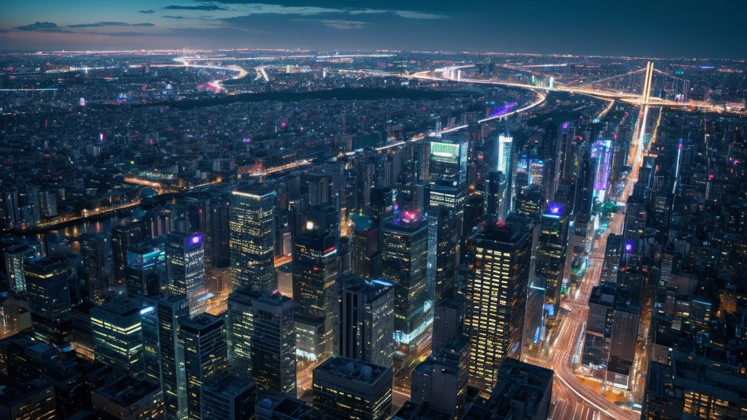Future、City、Night view、grow