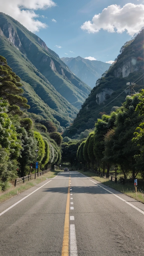 A road, mountain with beautiful view in indonesia