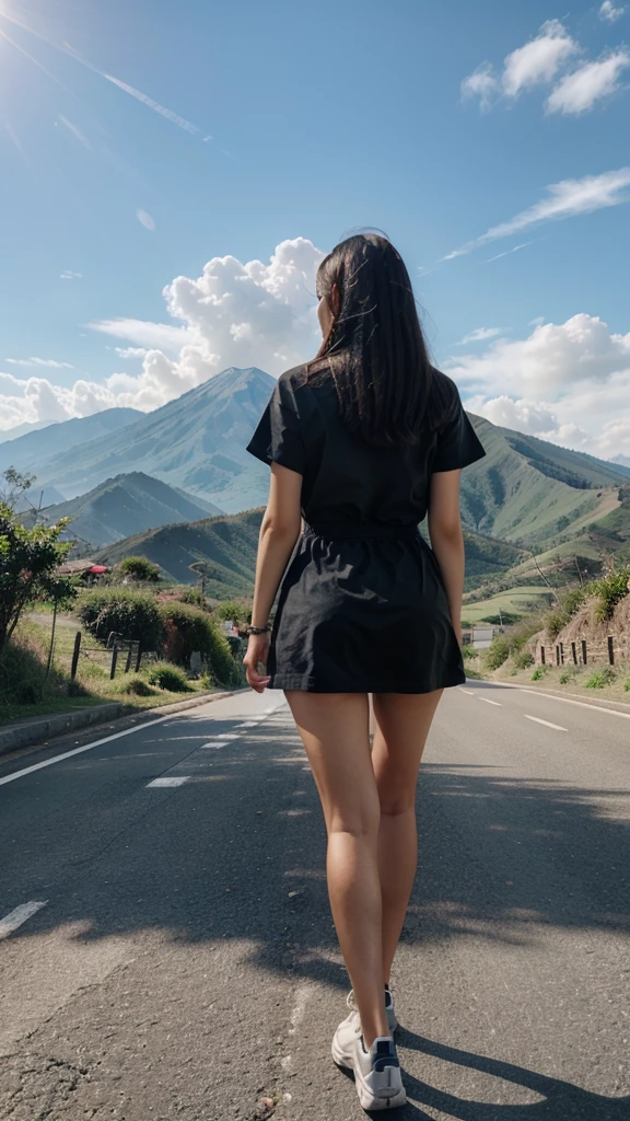 A road, mountain with beautiful view in indonesia