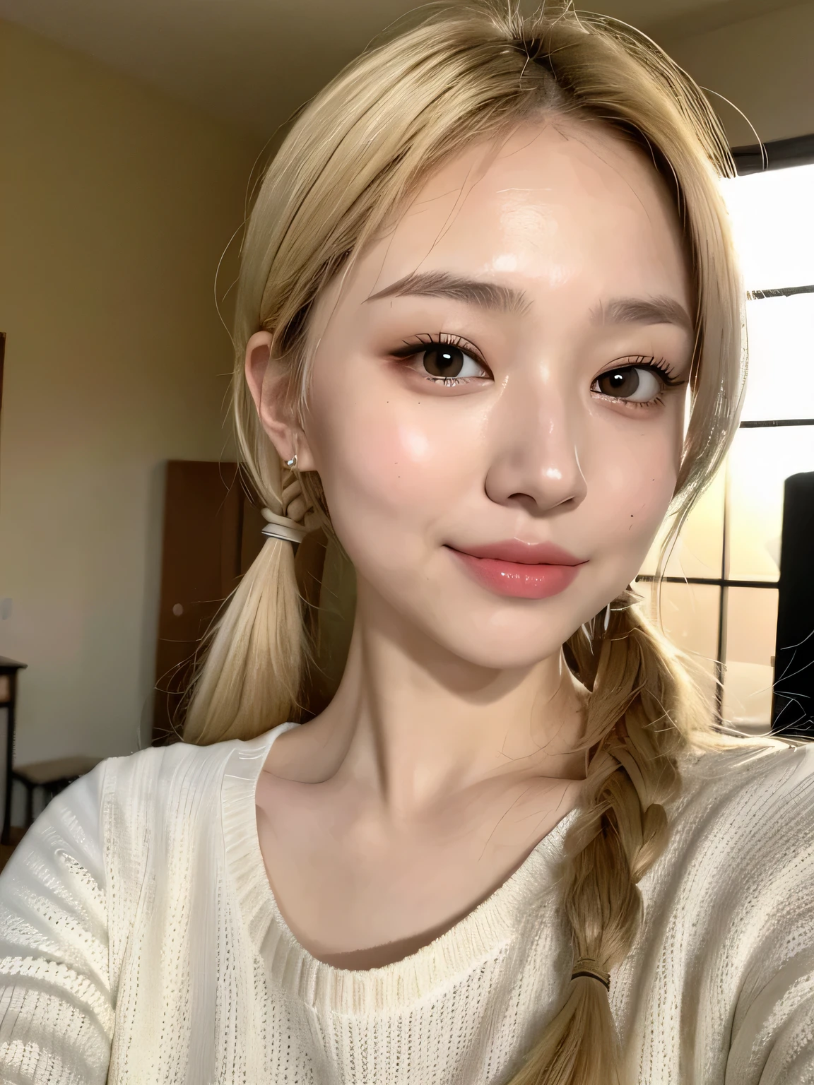 One person、11 years old、Full body photo、slender、Japanese women、White drool coming out of the mouth、smile、Blonde twin tails、 Fair skin, messy hair, super cute、Soft and Face、8K resolution、Surreal、Ultra high definition、 A-cup small breasts((Highest resolution、、masterpiece:1.3))、Ultra-fine face、Ultra Fine Lips、Beautiful Eyes、double eyelid,Girls' High 、Thighs、thin,Thighsが見える、Shapely small breasts、smile、