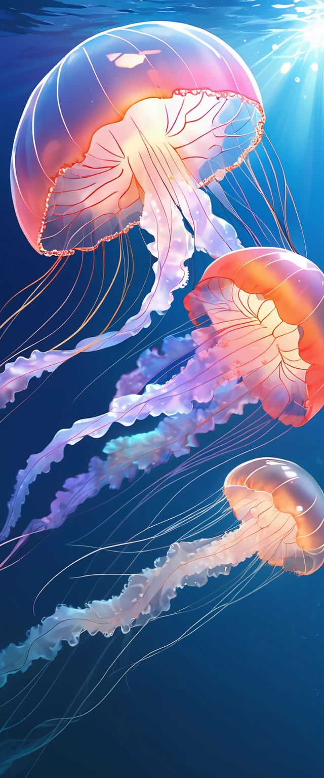 sunrise time, 
BREAK Dawn seen from the sea, Highly transparent underwater, early morning, aesthetic, 
BREAK Bathed in the morning sun underwater、Colorful jellyfish, Transparent full color, Holographic, 
Aesthetic transparent light that highlights the jellyfish, through, reflection, Sparkle, 
BREAK Colorful and delicate fish, A mysterious background that makes the pre-release look great, (Fantastic iridescent colors:0.2), 
Transparent pop art that captivates all viewers, 
BREAK Transparent Jellyfish, Transparent full color, Holographic, 
Very thin、Flexible Jellyfish, Transparent light, through, reflection, Sparkle, 
BREAK Highest quality photo printing, Transparent Full color, Realistic Photographic Images, 
Dynamic shot, (shot from below:1.8), Perfect job, Professional camera work, 
BREAK Sunrise seen through the sea surface, Aesthetic Asahi, Transparent light swaying on the water surface, 
BREAK Highest Quality, Highest quality, Highest Resolution, Super Retina, 