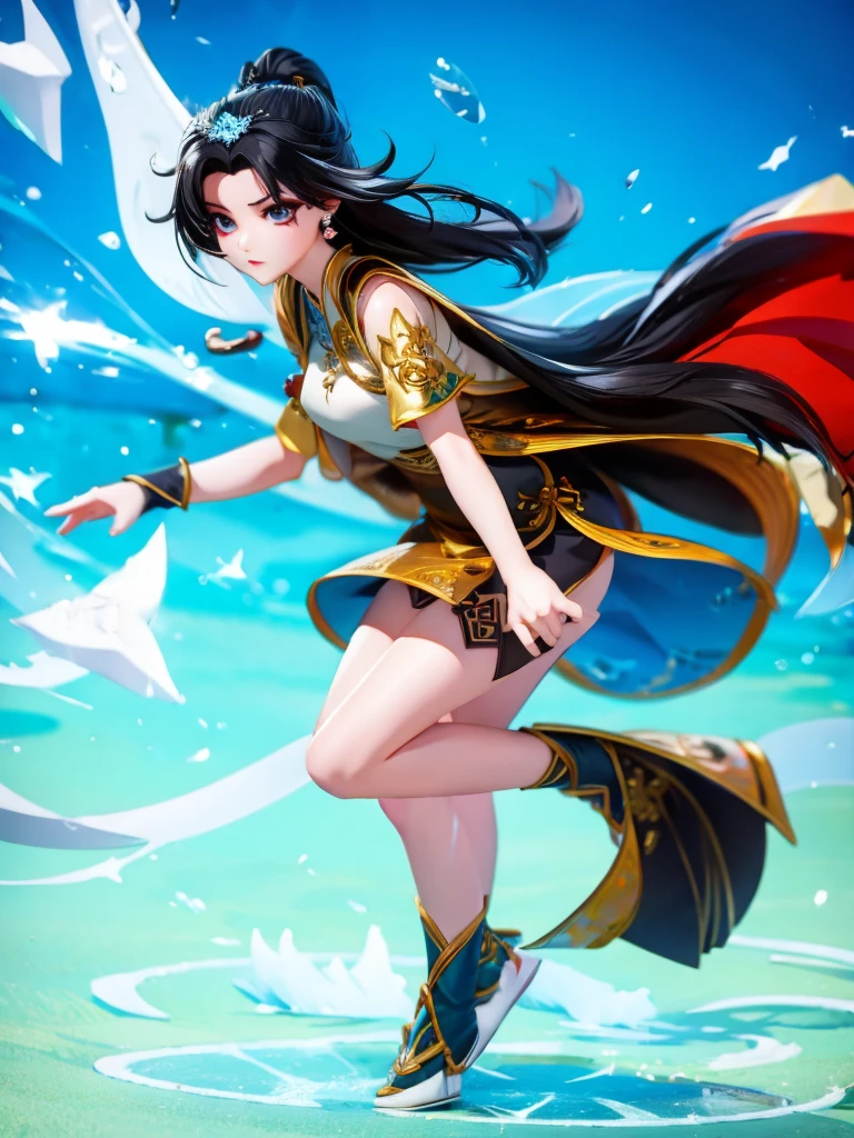 Seizo Watase style, Simple Line Initialism,Abstract art, 3d character, colorful hearts ,(((The most beautiful girl of all time))), (full body 1.2), only girl, 18 year old, full body, (((8k))),, (((3d))), black hair, Chinese girl, long hair, snow background, Taoist monk, cheongsam