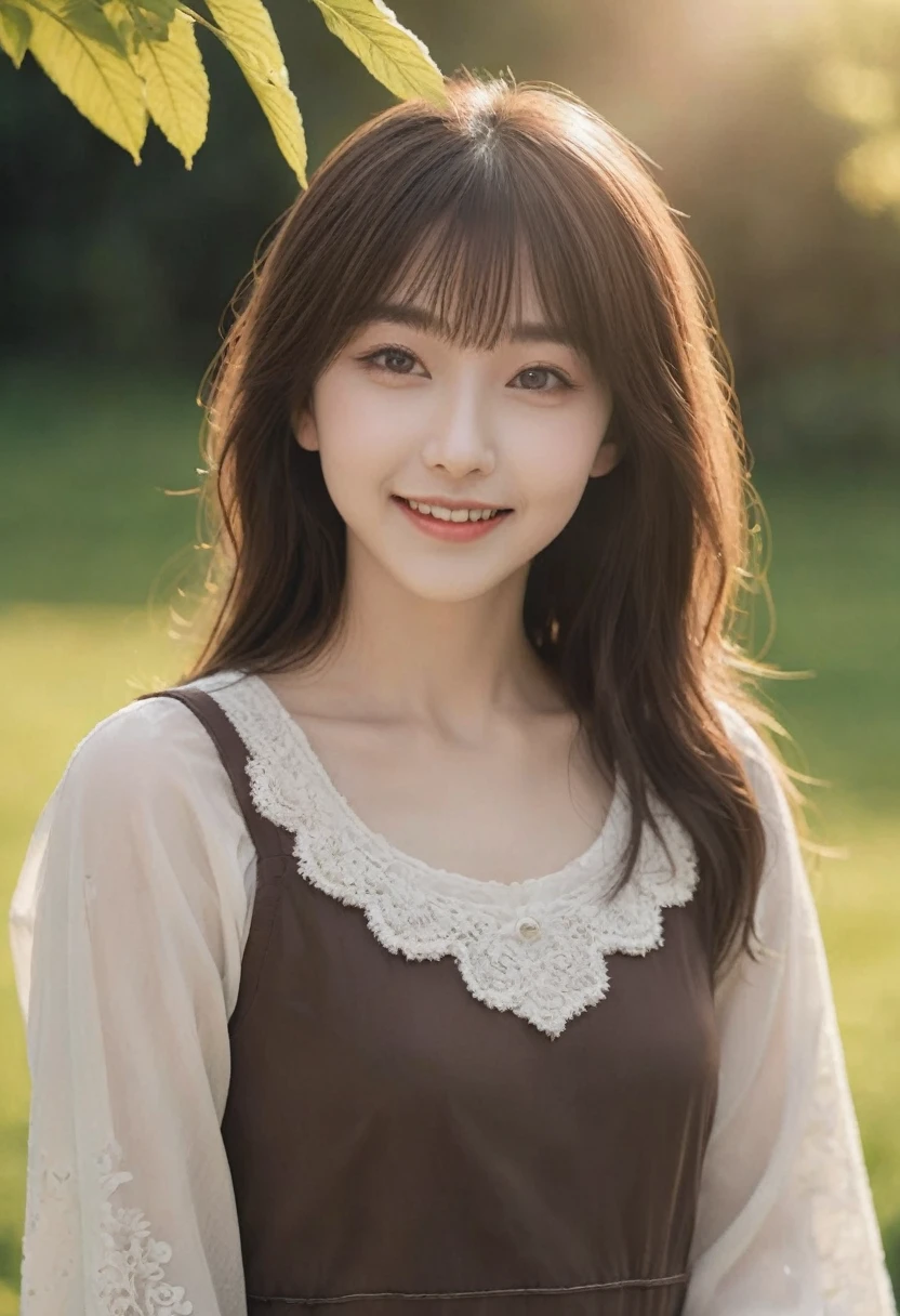 (Highest quality,8K quality,masterpiece:1.3),(Ultra-high resolution,Realistic:1.4,Live Shooting),(Very detailed,Caustics),(Ultra-Realistic Capture,(((garden)),beautifully detailed skin),19 years old,Beautiful Japanese, Medium Hair, Asymmetrical bangs, Brown Hair, I'm looking at the camera with a smile on my face,Soft Light,A ray of light shining from above,Natural light，((Date Clothes))，(((1 female))),