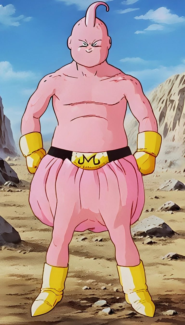 solo, majin buu,short, (nude:2.5),(angry:2),fighting_stance,in wasteland,destroyed rock,(soft shading), 4k, hi res, ((detailed face, (detailed eyes:1.0), detailed)), (full body), looking at viewer, 1boy, upper body, male focus,nude,(bare_legs:1.5),(topless:1.5),( shirtless:2.5),torn clothes,bare pectorals, fighting stance,
