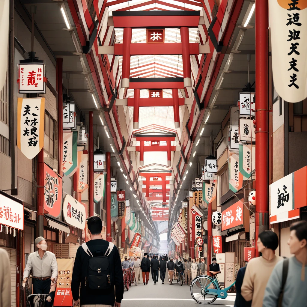 masterpiece, Highest quality, so beautiful, Absurd,
scenery, bicycle, Backpack, sign, Ground vehicles, bag, Real-world locations, multiple boy, lanthanum, torii, Outdoor, 6+boy, city, crowd, paper lanthanum, street, road, people々,Osaka
 