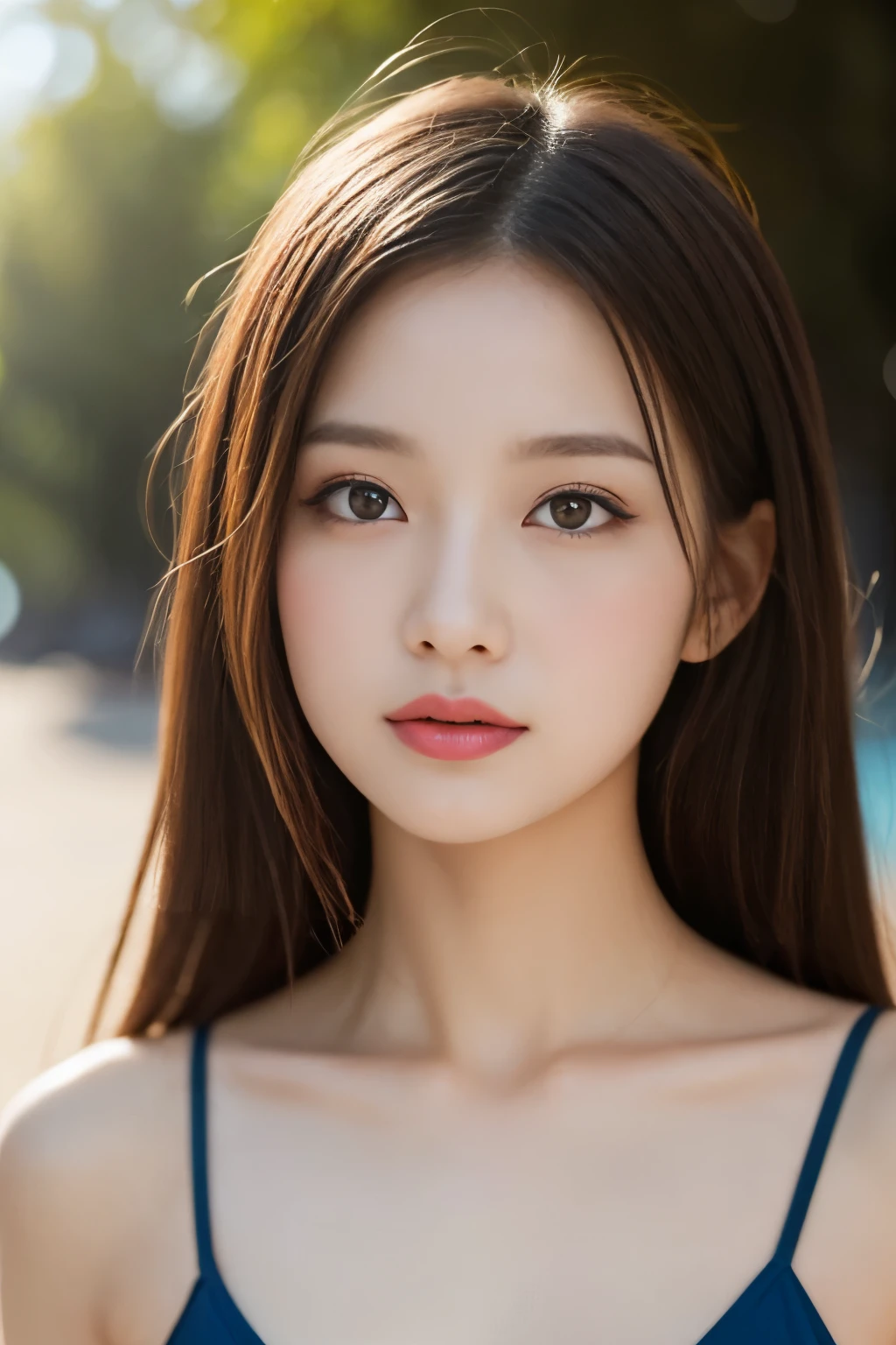 ((Best quality, 8k, Masterpiece :1.3)), 1girl, Pretty woman with emphasizing slender abs :1.3, Huge breasts :1.2, Alluring pose, Pool, Ultra-detailed face, Highly detailed lips, Detailed eyes, Double eyelid