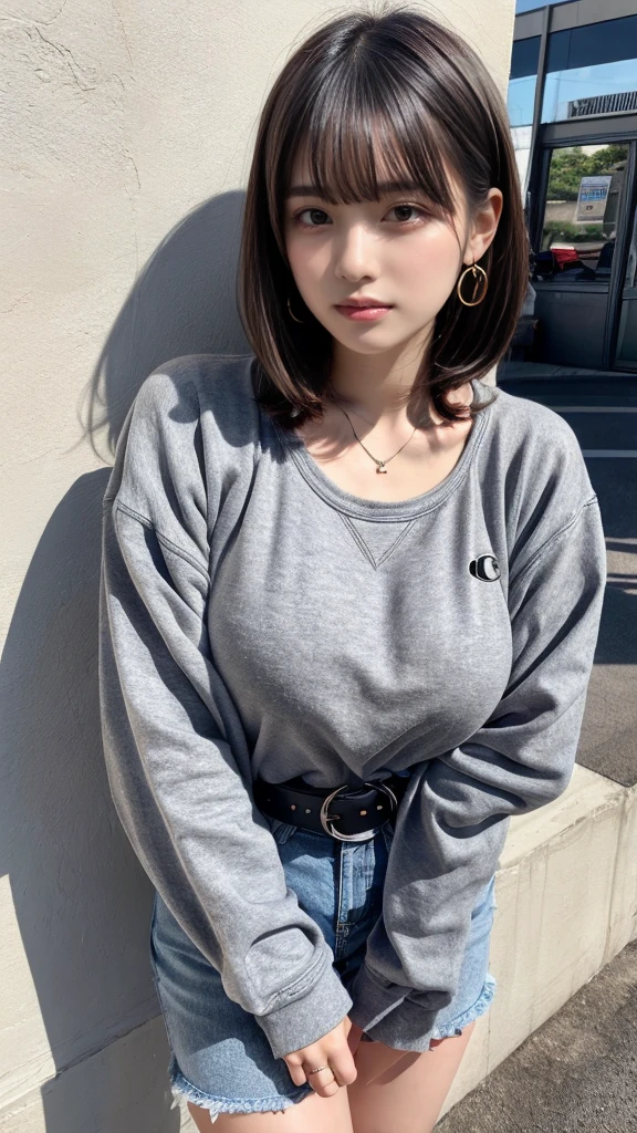 Tabletop, highest quality, figure, Super detailed, In detail, High resolution, 8k wallpaper, Perfect dynamic composition, Beautiful fine details,Wavy Hair,Natural color lip, Bold sexly pose,Big Breasts:1.3,20-year-old girl、cute、sexly,bottomless,Narrow waist、Small waist、Thin legs,((loose t-shirt:1.3,leaning forward)),from above,