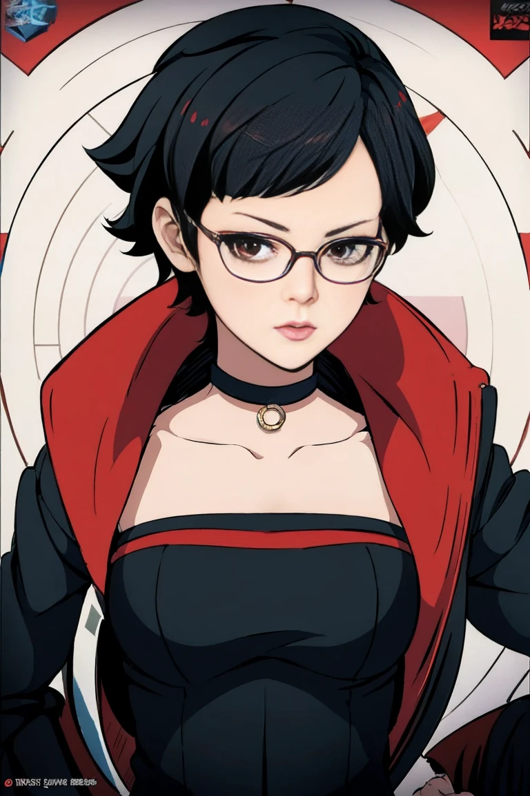 anime girl in a short dress and glasses with a red cape, persona 5 art style wlop, style artgerm, extremely detailed artgerm, ! dream artgerm, ig model | artgerm, female protagonist 👀 :8, realistic anime 3 d style, artgerm portrait, anime styled 3d, realistic anime artstyle((( same pose)))