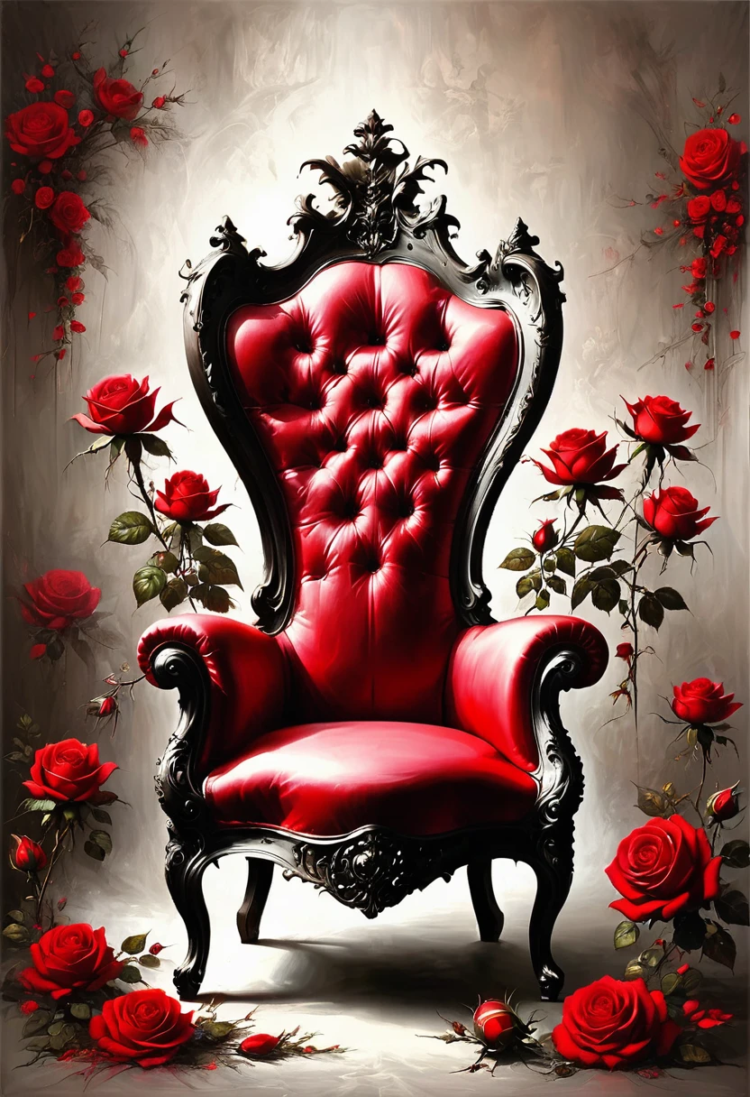 1 Rose Chair,High back,Rococo,Red Rose,symmetry,