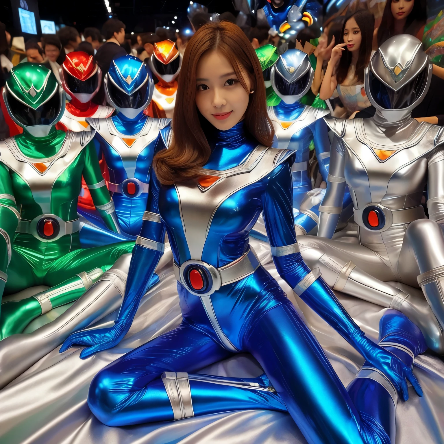 best image quality、Super high resolution、(realism:1.4)、Korean beauty star、The most beautiful KPOP star、horny face、Horny Korean makeup、erotic expression、A body that makes you want to touch it、erotic photos、((Realistic shiny satin fabric texture、High-gloss stretch satin fabric that is smooth and smooth to the touch.、The drape of the curved part of the shiny satin fabric、strong shiny costume、The smooth and beautiful quality and luster of the costumes、A shiny costume made of high-quality satin fabric with high density.、Smooth to the touch oil light liang ultra-class battleship skin coat COS、Super SentaiWomen&HeroineSuit、Texture of costumes that satin fetishists respond to、Thin, glossy stretch satin fabric)),8K photo quality