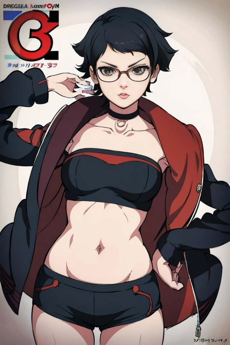 anime girl in a short dress and glasses with a red cape, persona 5 art style wlop, style artgerm, extremely detailed artgerm, ! dream artgerm, ig model | artgerm, female protagonist 👀 :8, realistic anime 3 d style, artgerm portrait, anime styled 3d, realistic anime artstyle ((( same  pose showing belly)))