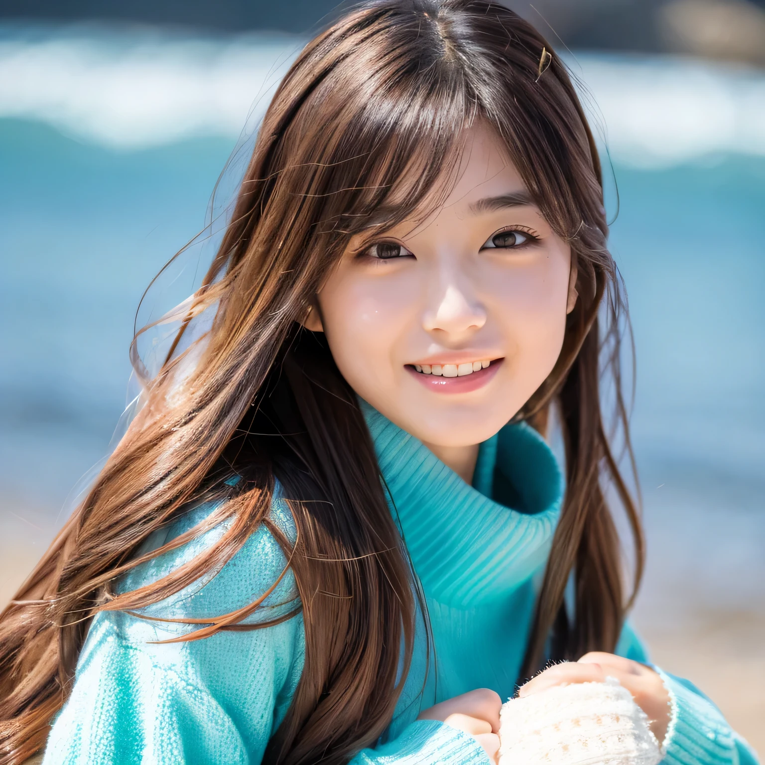 highest quality, masterpiece, Ultra-high resolution, (Realistic:1.4), RAW Photos, Completely naked, The most famous Japanese idols are having a great time on the winter beach, all teenagers, (Variety of faces, Very cute face, Very beautiful face, Very childish face, Very sexy face), They all have such beautiful big eyes, very beautiful colorful hair, All the skins are very beautiful, Very beautiful long eyelashes, Very beautiful lips, 