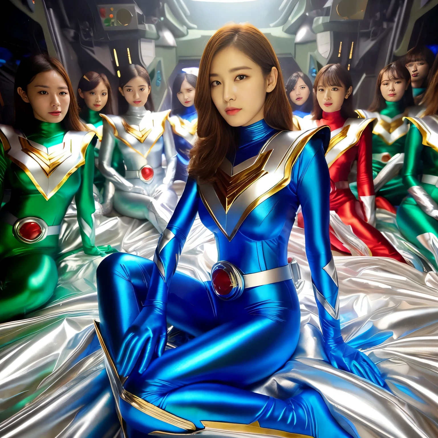 best image quality、Super high resolution、(realism:1.4)、Korean beauty star、The most beautiful KPOP star、horny face、Horny Korean makeup、erotic expression、A body that makes you want to touch it、erotic photos、((Realistic shiny satin fabric texture、High-gloss stretch satin fabric that is smooth and smooth to the touch.、The drape of the curved part of the shiny satin fabric、strong shiny costume、The smooth and beautiful quality and luster of the costumes、A shiny costume made of high-quality satin fabric with high density.、Smooth to the touch oil light liang ultra-class battleship skin coat COS、Super SentaiWomen&HeroineSuit、Texture of costumes that satin fetishists respond to、Thin, glossy stretch satin fabric)),8K photo quality