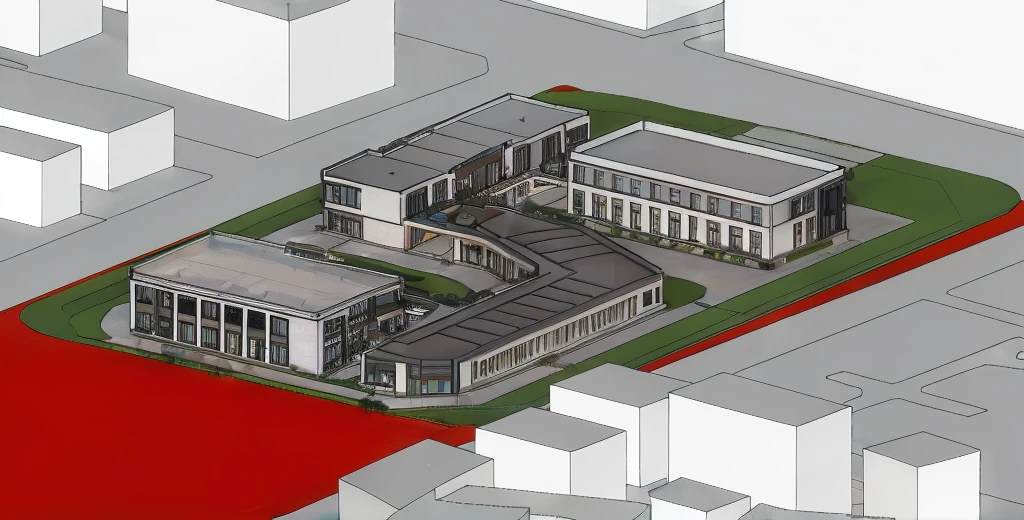 Transformed into a modern commercial street building,colors variation