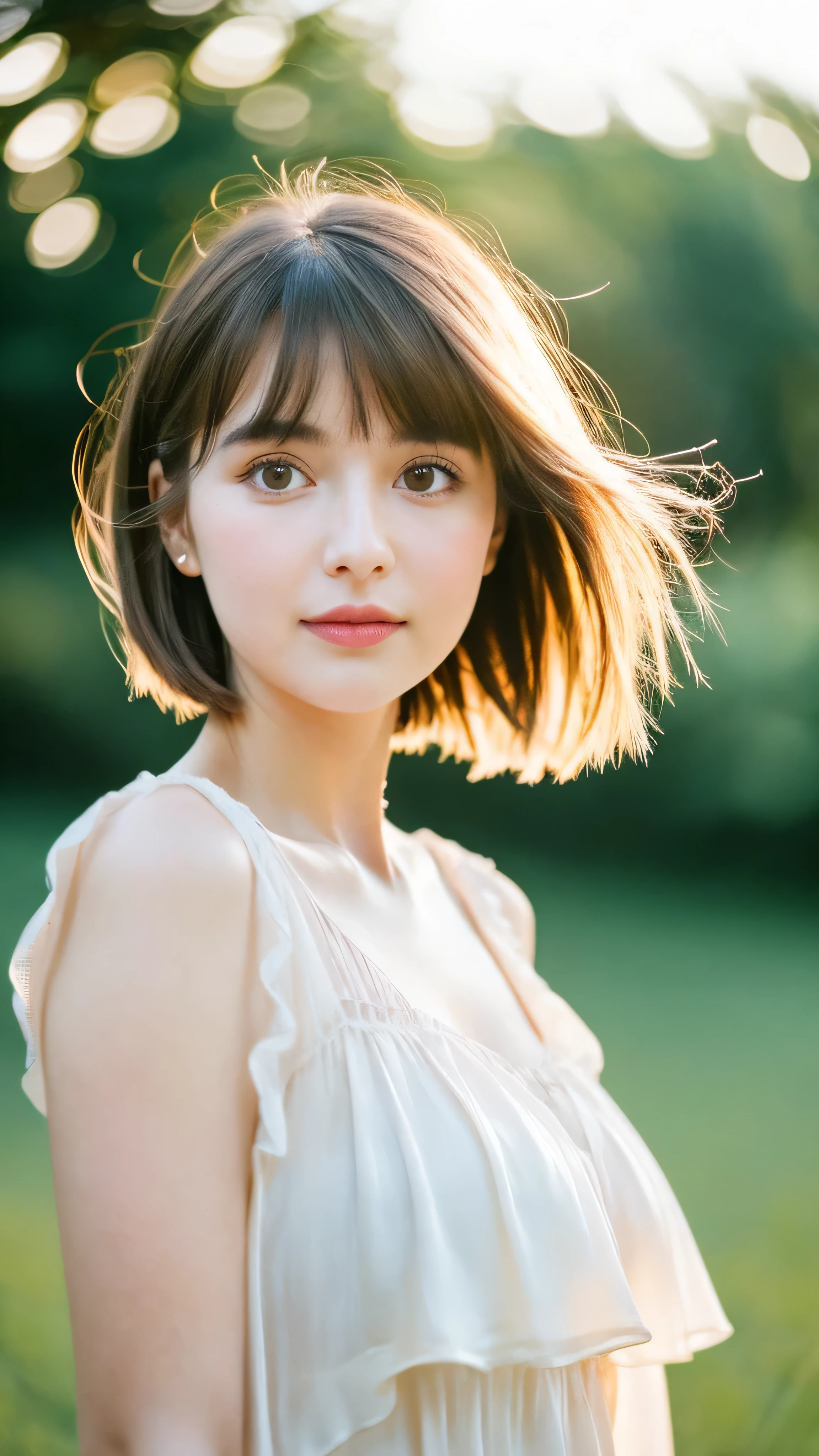 (Random Nationality):1.5, masterpiece, Highest quality, 8K, 20th Generation, (Large Breasts:1.2), cute, alone, sad, close, cute, Girlish, Delicate girl, Pure beauty, RAW Photos, Professional photography, Portraiture, Soft Light, Professional Lighting, Backlight, Upper Body, avert your eyes, Sophisticated, Film Grain, (Eyes and facial details:1.0), Beautiful straight hair, Hair swaying in the wind, Silk blouse, Random hairstyle