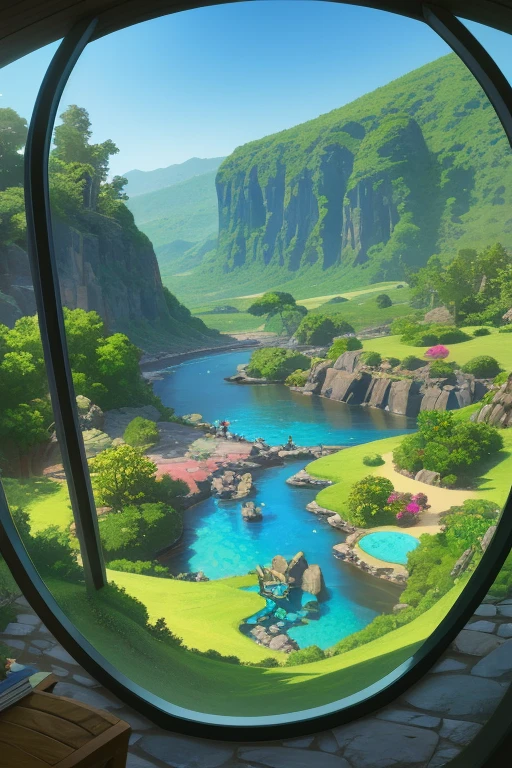 a landscape of a world made of glass of many colors with creatures made of glass