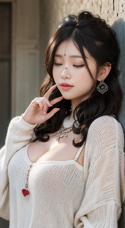 ((masterpiece:1.4, Highest quality)), ((masterpiece, Highest quality,8K)), (Photo Real:1.4), Mid-chest, woman, (Boa Hancock, Cape, Epaulettes:1.2, Cleavage:1.2, jewelry, Earrings), ((Red abdomen: 1.2)), Cleavage, (Long sleeve: 1.5), Big black eyes, cute, young, ((hand hart: 1.7)), (Asian House, interior, window, ( Wink: 1.5, Close one eye: 1.5), smile), Cowboy Shot, Professional Lighting, Physically Based Rendering　Show your skin to the maximum