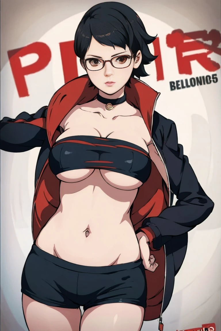 anime girl in a short dress and glasses with a red cape, persona 5 art style wlop, style artgerm, extremely detailed artgerm, ! dream artgerm, ig model | artgerm, female protagonist 👀 :8, realistic anime 3 d style, artgerm portrait, anime styled 3d, realistic anime artstyle ((( same pose showing belly)))(((naked)))(((( big boobs long belly))))
