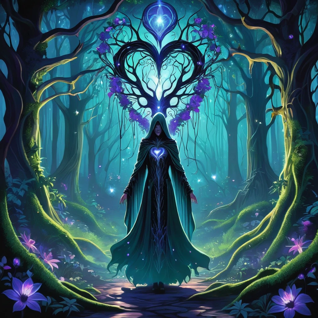 Deep within the heart of the Enchanted Grove, where the trees whisper ancient secrets and the air hums with mystical energy, blooms a plant unlike any other. Its petals shimmer with hues of midnight blue and iridescent silver, emitting a faint glow that illuminates the shadowed undergrowth around it. Known to the forest's inhabitants as 'Nightshade's Embrace,' this rare and mysterious plant is said to hold the key to unlocking forgotten magic and altering the fabric of reality itself.

Legends abound about the origins of Nightshade's Embrace—a tale of star-crossed lovers whose forbidden romance sparked a curse that transformed their souls into intertwining vines, forever bound to the enchanted forest. Those who dare to seek the plant must navigate treacherous paths lined with thorns that whisper of forgotten dreams and the echoes of lost souls.

In a realm where alliances are forged in shadows and betrayal lurks behind every verdant leaf, a determined herbalist or an intrepid adventurer ventures into the Enchanted Grove. Drawn by tales of its healing properties or the promise of unlocking arcane knowledge, they must unravel the forest's mysteries and confront the guardians that protect Nightshade's Embrace.

As they journey deeper into the heart of the forest, they encounter enchanted creatures and spectral guardians who test their resolve and challenge their beliefs. Will they harness the power of Nightshade's Embrace to mend a fractured kingdom, or will they succumb to the allure of its dark magic and become ensnared in a web of ancient curses and forbidden desires?

In this tale of dark fantasy where magic blooms amidst the shadows, the quest for Nightshade's Embrace becomes a journey of self-discovery and redemption, where the choices made amidst the tangled roots of destiny will shape the fate of all who dwell within the Enchanted Grove."