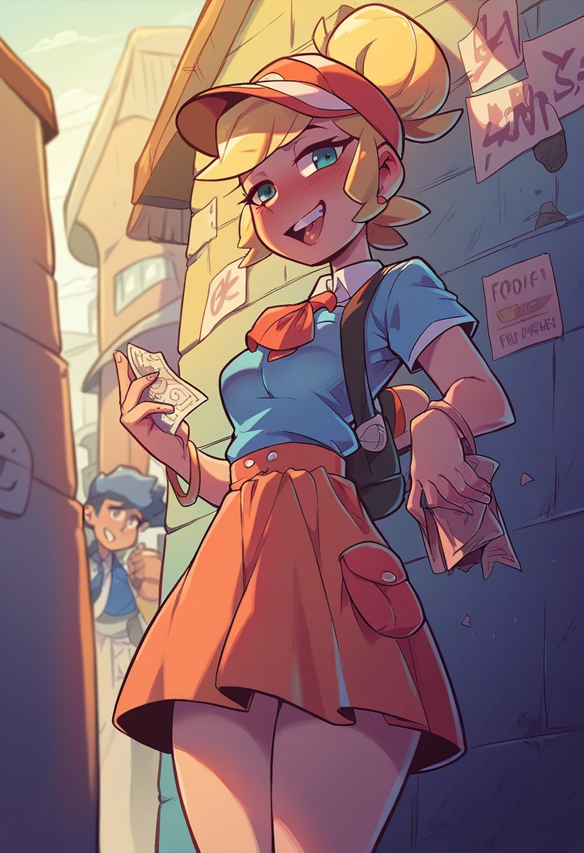 girl pokemon trainer blonde posh dresses like a prostitute