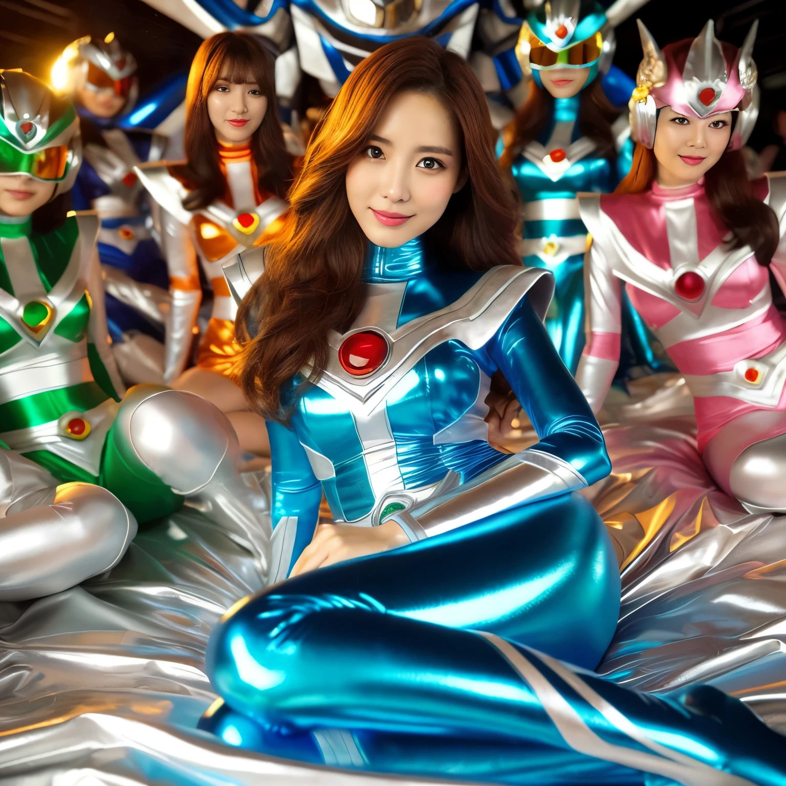 best image quality、Super high resolution、(realism:1.4)、Korean beauty star、The most beautiful KPOP star、horny face、Horny Korean makeup、erotic expression、A body that makes you want to touch it、erotic photos、((Realistic shiny satin fabric texture、High-gloss stretch satin fabric that is smooth and smooth to the touch.、The drape of the curved part of the shiny satin fabric、strong shiny costume、The smooth and beautiful quality and luster of the costumes、A shiny costume made of high-quality satin fabric with high density.、Smooth to the touch oil light liang ultra-class battleship skin coat COS、Super SentaiWomen&HeroineSuit、Texture of costumes that satin fetishists respond to、Thin, glossy stretch satin fabric)),8K photo quality