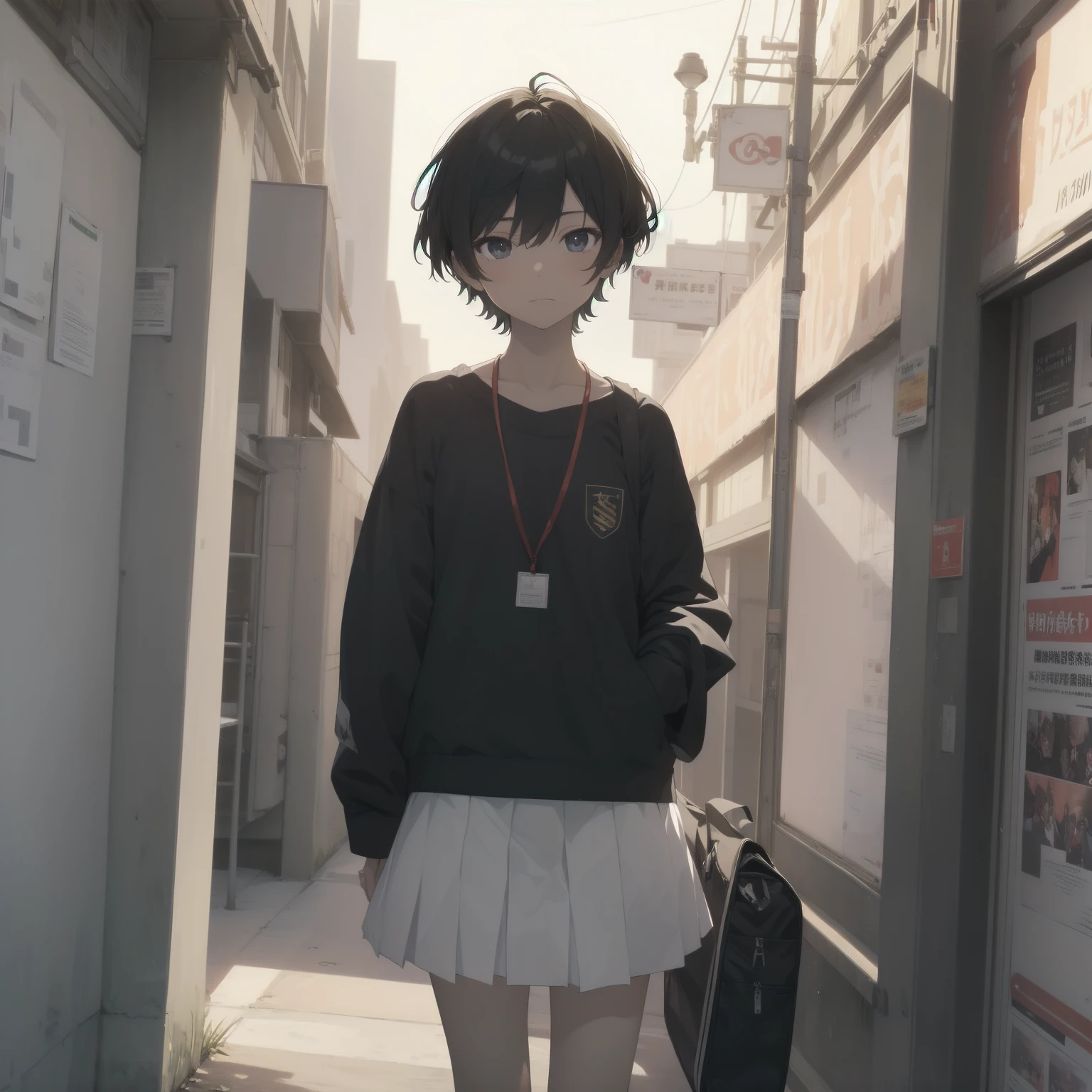 ultra-absurdres-Top quality by artist God, ultra-detailed, high resolution, anime moe artstyle, best anime 8k konachan wallpaper, pixiv contest winner, pool:2810, perfect anatomy,break, 1girl, (Please draw a girl walking sleepily to school alone. )break,(Solo,little female, 13-year-old:1.3),Full limbs, complete fingers,a junior high school student, (very short hair), short cut, flat chest, , small butt, small black eyes, beautiful detailed eyes, well-proportioned iris and pupils, expressive eyes, highres detailed hair, soft expression, salor school_uniform, sailor collar, serahuku, bow, pleated skirt,(Detailed Lighting), (Detailed background), in the School commute route. break,super detailed skin, Best cinematic lighting powered by famous artist, 8k,beauty illustration,photoshop_(medium),very aesthetic,break,((artist:sincos )), artist:clamp ,artist:carnelian ,artist:kantoku ,