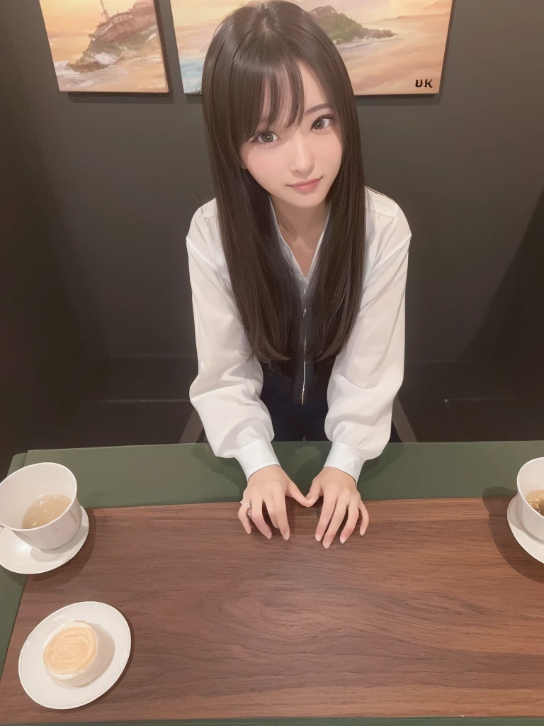 (8k, 超A high resolution,Ultra-high resolution、RAW Photos、 highest quality, Tabletop:1.5)、Japanese girl&#39;s life々Beautiful portrait、超A high resolution、highest quality、 (Big Breasts、Proudly:1.3)、｛Hide all breasts｝((((White blouses with emblem、Blue tie、Plaid miniskirt:1.4)、(Dressing room:1.2) break (Natural skin texture、Detailed skin、Hyperrealism、Ultra Sharpness)、Intricate details、Depth of written boundary、Sexy adult woman、Short black hair、Tight asasterpiece、highest quality、High Detail))、(Photorealistic:1.4)、solo、Close your mouth、Smile happily、Big eyes、clear double eyelids、Eyelashes、Long neck、Absolute area、Beautiful collarbone、Perfect Face、Thin lips、Small Face、(Staring at the audience、Eye highlights、Light brown eyes、Lip gloss)、(From the side:1.2),((full figure supermodel standing, entire body in frame))、fullbody shot,((Loosely inward wavy hair:1.2)),((Gold Necklace＿Large earrings:1.2)),((Extra long brown hair:1.2))
