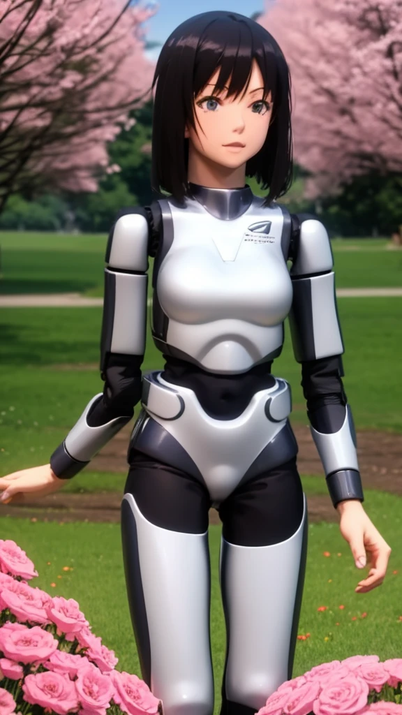 
anime girl in a field of flowers with a robot, an anime drawing inspired by Makoto Shinkai, pixiv, neoism, fully robotic!! girl, anime girl of the future, perfect android girl, anime manga robot!! anime girl, anime robotic mixed with organic, mecha asthetic, perfect anime cyborg woman, makoto shinkai ( apex legends )