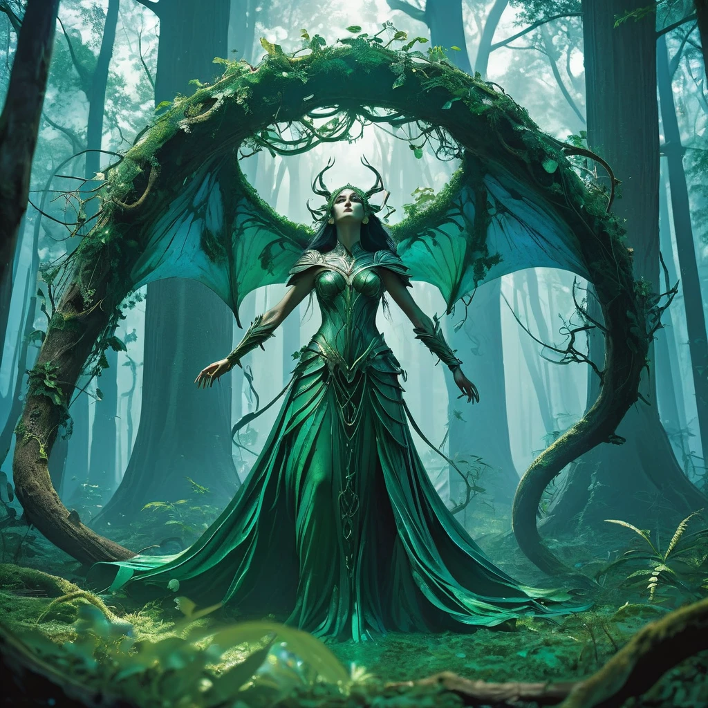 In the depths of the ancient Shadowwood Forest, where the trees loom like titans and the air is thick with enchantment, dwells an enigmatic being known as Seraphina. Half serpent, half human, Seraphina navigates the tangled undergrowth with a grace that belies her eerie appearance—her lower body coils sinuously on the forest floor while her upper body, adorned with scales that shimmer like moonlight, rises to meet the canopy's shadows.
Feared by villagers as a harbinger of ill omens and revered by druids as a guardian of nature's balance, Seraphina embodies the dualities of beauty and danger that define the forest's essence. Her eyes, a mesmerizing blend of amber and emerald, hold secrets that echo with ancient wisdom and untold sorrow.
When a darkness creeps through the forest, corrupting its flora and twisting its creatures into malevolent forms, Seraphina becomes embroiled in a quest to uncover the source of this blight. Alongside an unlikely companion—a brave young huntsman or a scholarly mage burdened by a tragic past—she delves into forgotten ruins and confronts spectral guardians that guard long-buried truths.
As they unravel the mysteries of Shadowwood, they discover that the darkness plaguing the forest is but a symptom of a greater evil stirring in the realm. Seraphina must confront her own conflicted nature and harness her unique gifts—a blend of serpentine agility and human intellect—to protect the forest she calls home and prevent the encroaching shadows from devouring all that she holds dear.
In a world where alliances shift like the shadows and magic pulses through every leaf and root, Seraphina's journey becomes a testament to resilience, sacrifice, and the enduring power of hope in the face of darkness in this medieval dark fantasy."