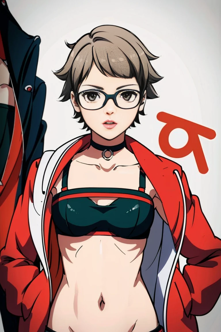 anime girl ((((mini bra)))), persona 5 art style wlop, style artgerm, extremely detailed artgerm, ! dream artgerm, ig model | artgerm, female protagonist 👀 :8, realistic anime 3 d style, artgerm portrait, anime styled 3d, realistic anime artstyle ((( same  pose showing belly)))(((naked)))((((no jacket)))