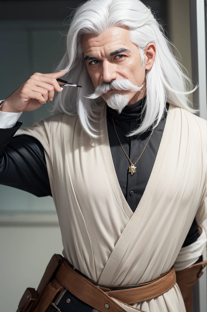 RPG in real life white hair mustache