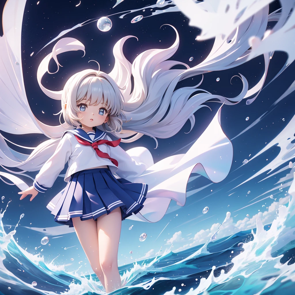 Semi-transparent one-piece sailor uniform、、Yotto Harbor、Highest quality、the wind is strong
