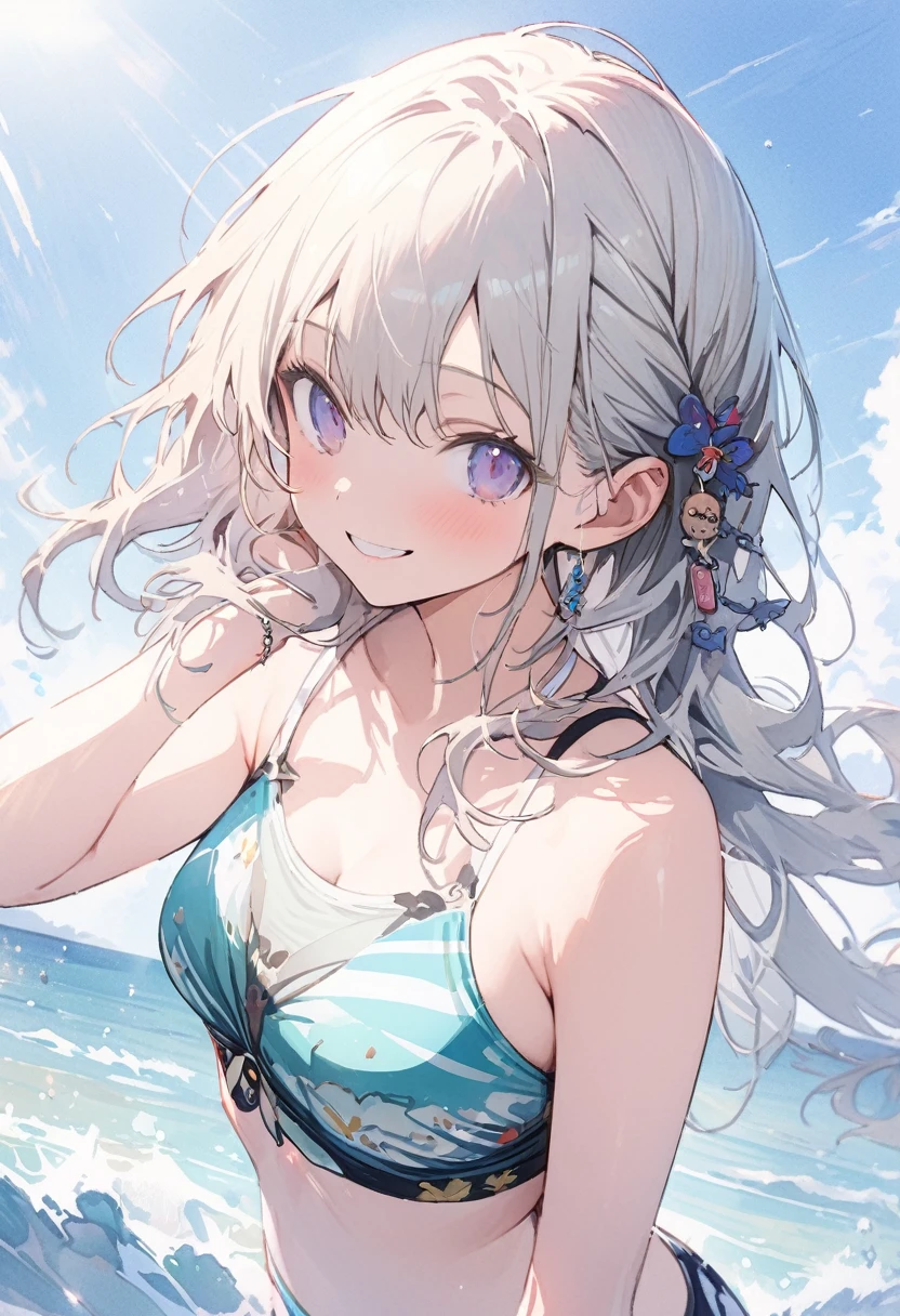 (masterpiece, Highest quality, Very detailed, Absurd:1.3), (One girl, cute, Charm, Beautiful face in every detail:1.3), (Swimwear, smile, diving:1.3) (Great illustrations, Beautiful details, Highest quality, Highest quality, Subtle outline:1.3), watercolor, clear, Beautiful details, (Sea background:1.5), Beautiful views, cute illustration, Anime-style illustrations, The touch is exquisite