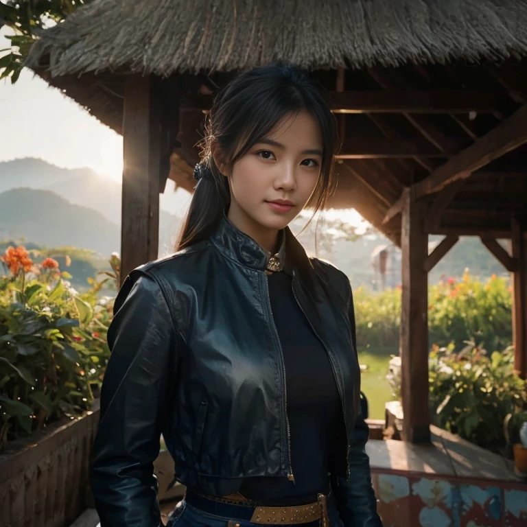 beautiful girl , beautiful girl ,Thai women&#39;warrior, walking at thai วัด, dynamic poses,  3d,Strapless top,ผมหางม้า long hair,float up,)) black eyes,abdominal muscles, plump body, Overflowing breasts, Big nipples overflowing., rift, morning sun, จ้องมองatผู้ชม, (sexy poses), ((face details)), Double eyelids, at&#39;finished., realistic, Masterpiece, Highest quality, lens flare, shade, dynamic poses,  3 d, 8K, 45,000,000,000 pixels, Thai chat set, Strapless top, long hair,black eyes,abdominal muscles, plump body, rounded chest, (digital painting, HDR, high contrast
