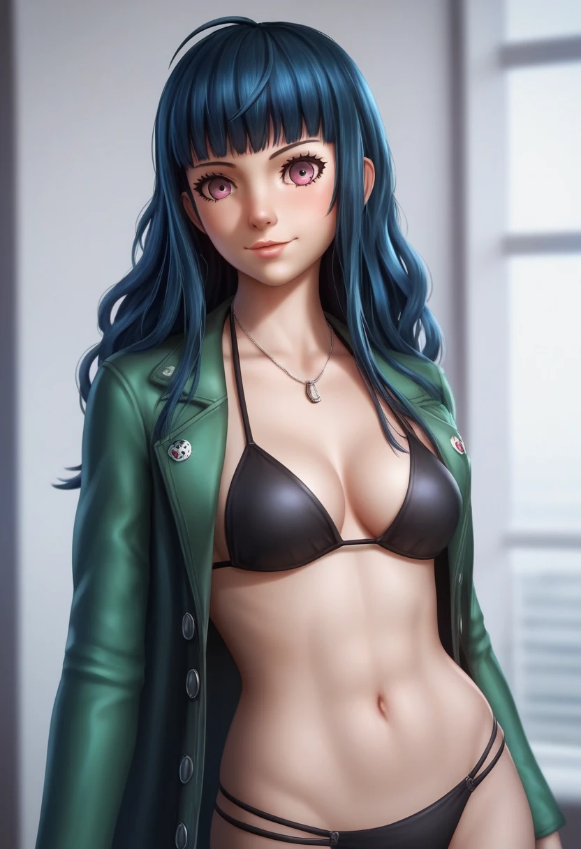 anime girl in ((((no cape)))),(((( black bikini)))), persona 5 art style wlop, style artgerm, extremely detailed artgerm, ! dream artgerm, ig model | artgerm, female protagonist 👀 :8, realistic anime 3 d style, artgerm portrait, anime styled 3d, realistic anime artstyle ((( same  pose showing belly)))(((naked)))((((no jacket)))