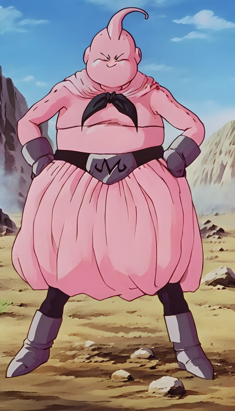 solo, majin buu,short, (nude:3),(angry:2),fighting_stance,in wasteland,destroyed rock,(soft shading), 4k, hi res, ((detailed face, (detailed eyes:1.0), detailed)), (full body), looking at viewer, 1boy, upper body, male focus,nude,(bare_legs:1.5),(topless:1.5),( shirtless:2.5),torn clothes,bare pectorals, fighting stance,
